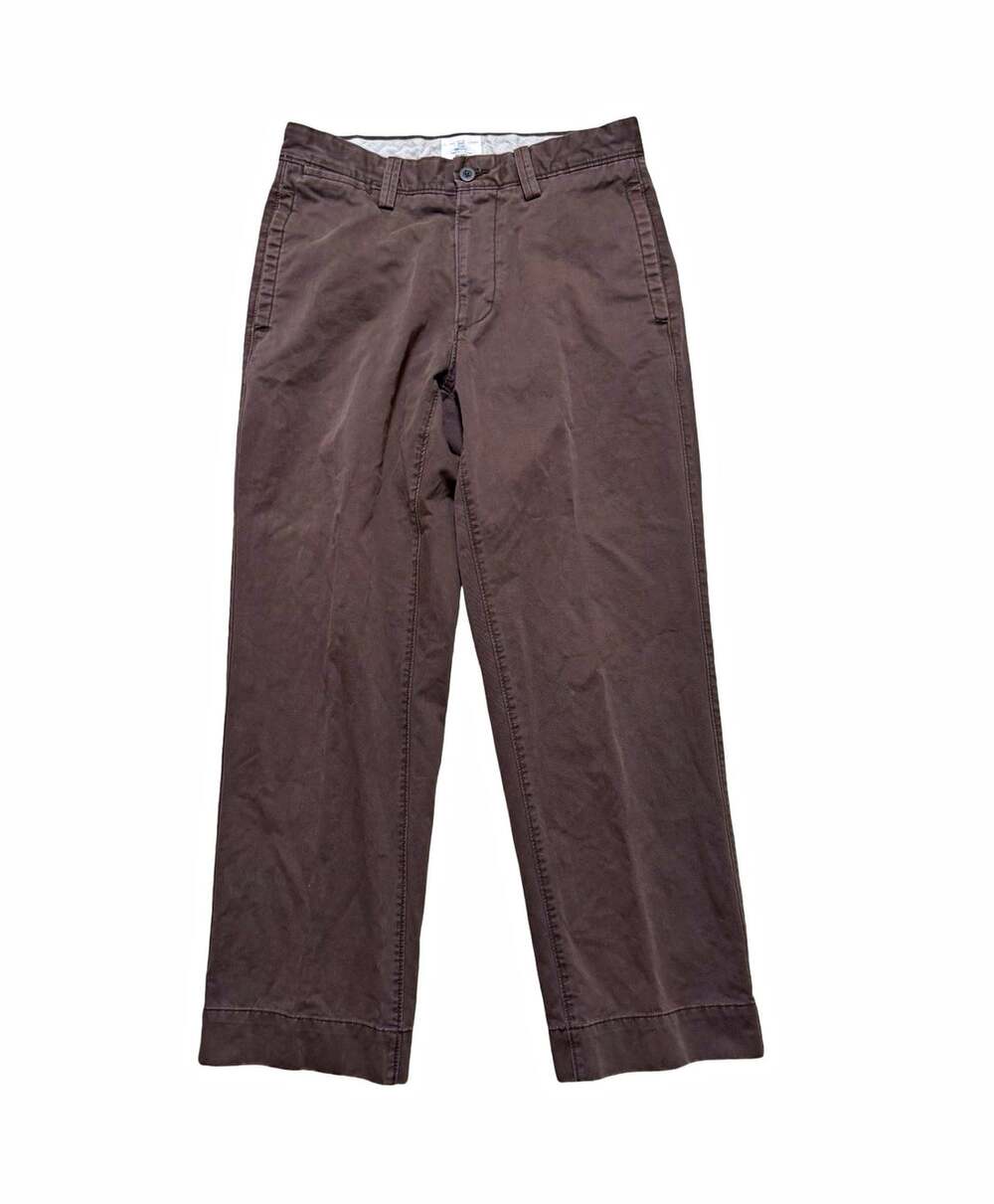 GAP Khakis Pants Mens 31W Brown Cotton Denim Relaxed Fit Straight Flat Front